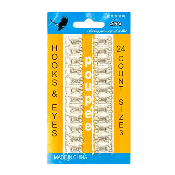 Крючки пришивные 15х10 мм, №3, HIB, цв. никель, 24 шт