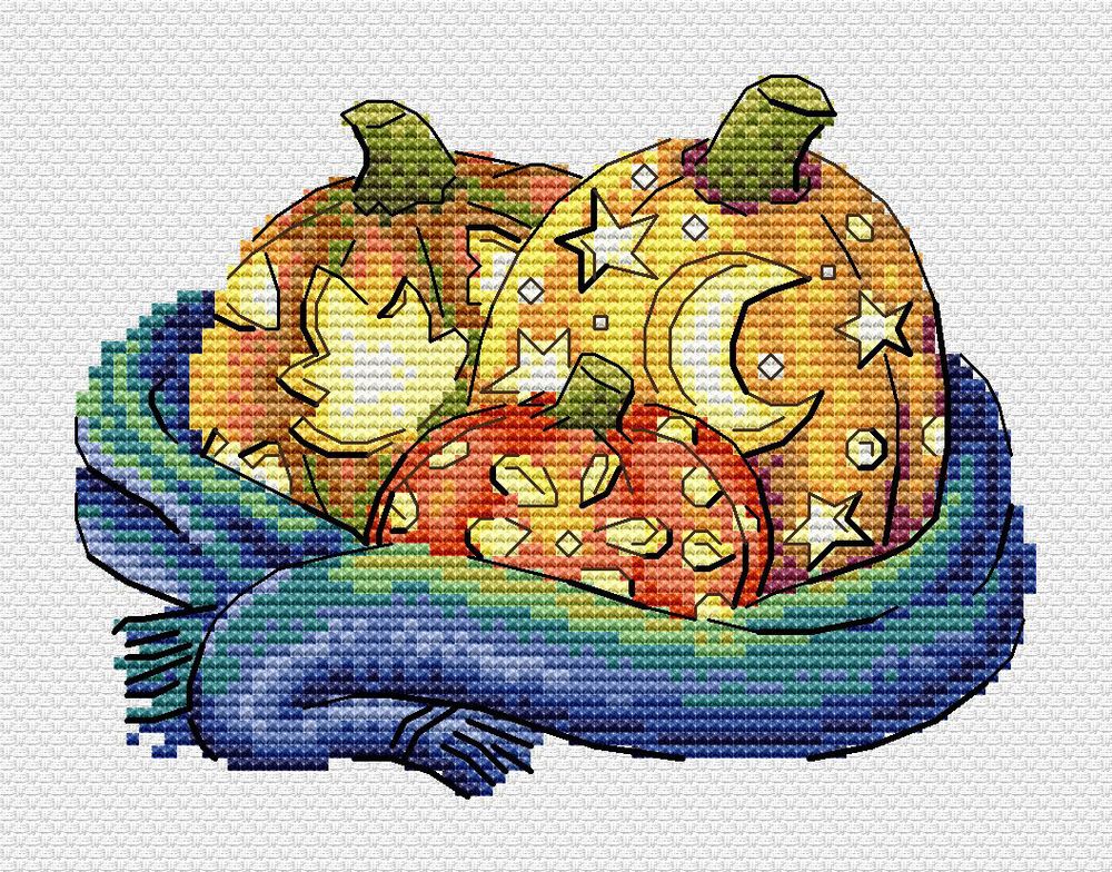 Набор для вышивания нитками МП Студия (Жар-птица), Уютные тыквы 10х14 см