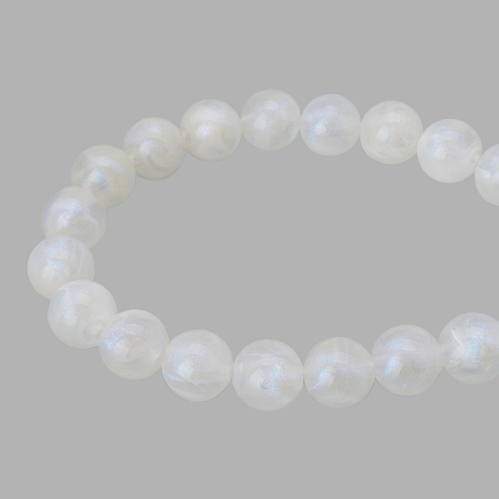 Бусины акрил ⌀12 мм, 500 г, дымка с АВ шиммером, круглые, AD069 белый, (7748709)2012 , Astra&Craft