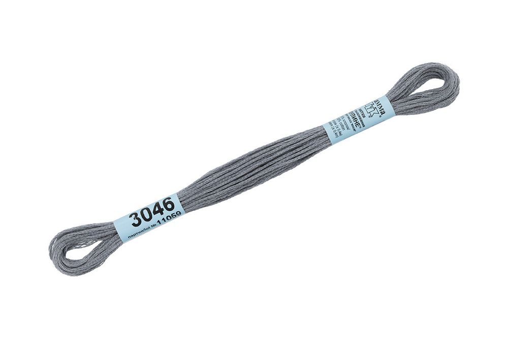 Мулине Gamma 100% хлопок, цв.3046 серый, 24 мотка по 8 метров