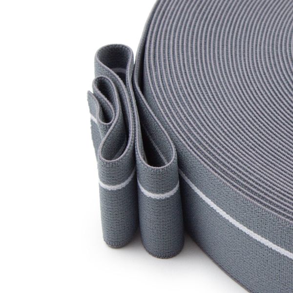 Резинка для мужских трусов и боксеров 30.0 мм / 25 метров, мягкая тканая 21 г/м, эластичность 150%, св.серый/белый полоса