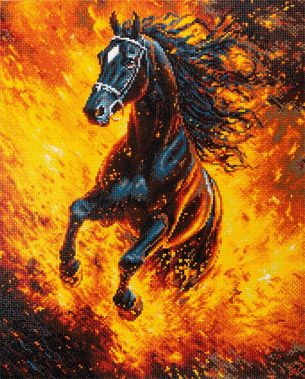 Кристальная (алмазная) мозаика Фрея ALPD-312, на подрамнике, Огненный конь, 40х50 см
