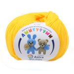 Пряжа Astra Premium (Астра Премиум) Амигуруми / уп.6 мот. по 50 г, 175 м, 104 желтый