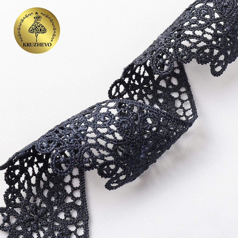 Кружево гипюр (плетёное) 45 мм / 13.71 метров, TBY.1188, цв.B4815 темно-синий