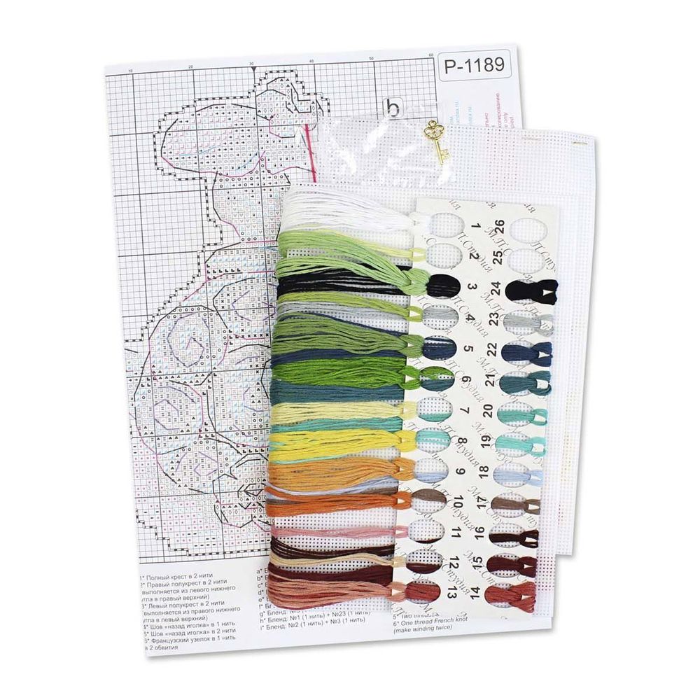 Набор для вышивания нитками МП Студия, на пластиковой канве Черепаха Тортилла 14х11см