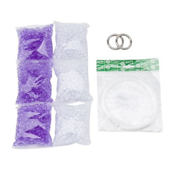 Набор для плетения двухцветной сумки из акриловых бусин, граненый куб, 10мм, Astra&Craft (643 лаванда/прозрачный)