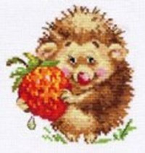 Набор для вышивания нитками Алиса, Ежик с клубникой 11х12 см