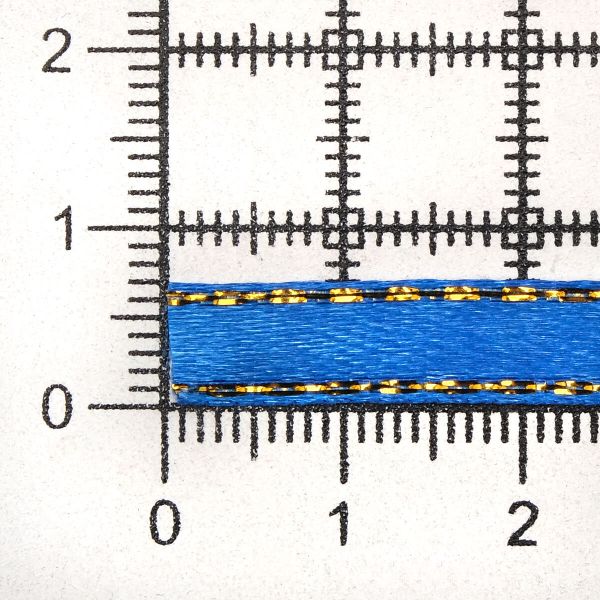 Лента атласная 1-сторонняя 6.0 мм / 22.86±1 метров, с золотой нитью, 40 ярк.синий, Globus