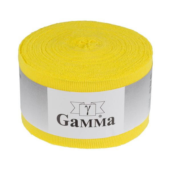 Косая бейка трикотажная 60 мм / 10 метров, (рибана), 015 лимон, Gamma