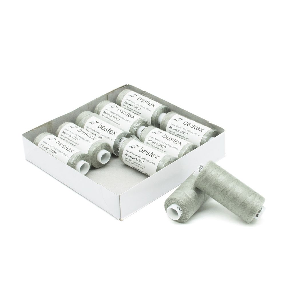 Нитки швейные бытовые Bestex 40/2, 365 м (400 ярд) / 10 кат., 269 гранитно-серый