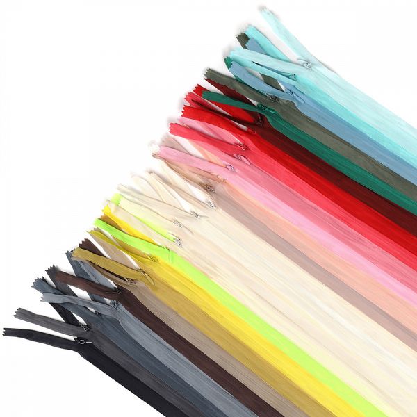 Молния потайная (скрытая) Т3 (3 мм) 1 зам., н/раз., 70 см, ассорти № 10 уп.25цв х 2 шт, Mzip