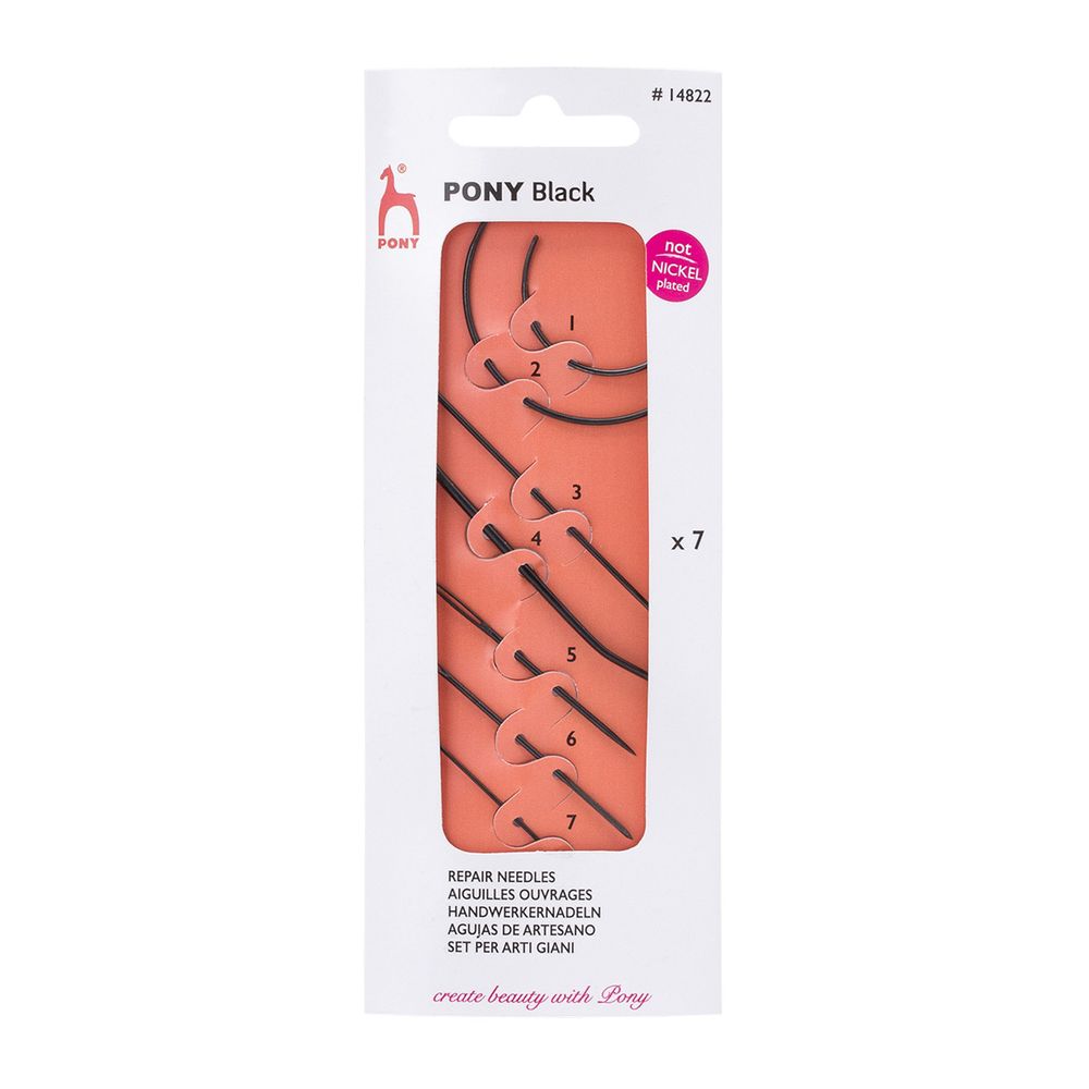 Иглы ручные для шитья и ремонта Repair Kit Black, 7 шт, Pony, 14822