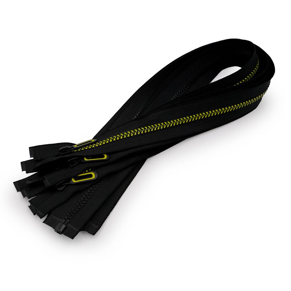 Молния трактор Т5 (5 мм) 1 зам., разъем., 60 см, декор. звено, черный / 228 желтый, 5 шт