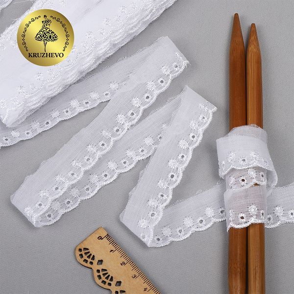 Кружево шитьё 20 мм, диз. 884, цв.белый, уп. 13.71 м, Kruzhevo