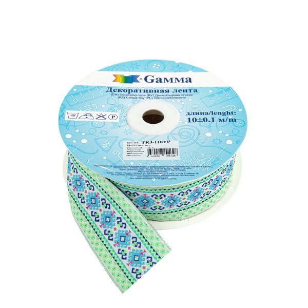 Лента (тесьма) жаккардовая 35.0 мм / 10±0.5 метров, 6, Gamma TRJ-118YP