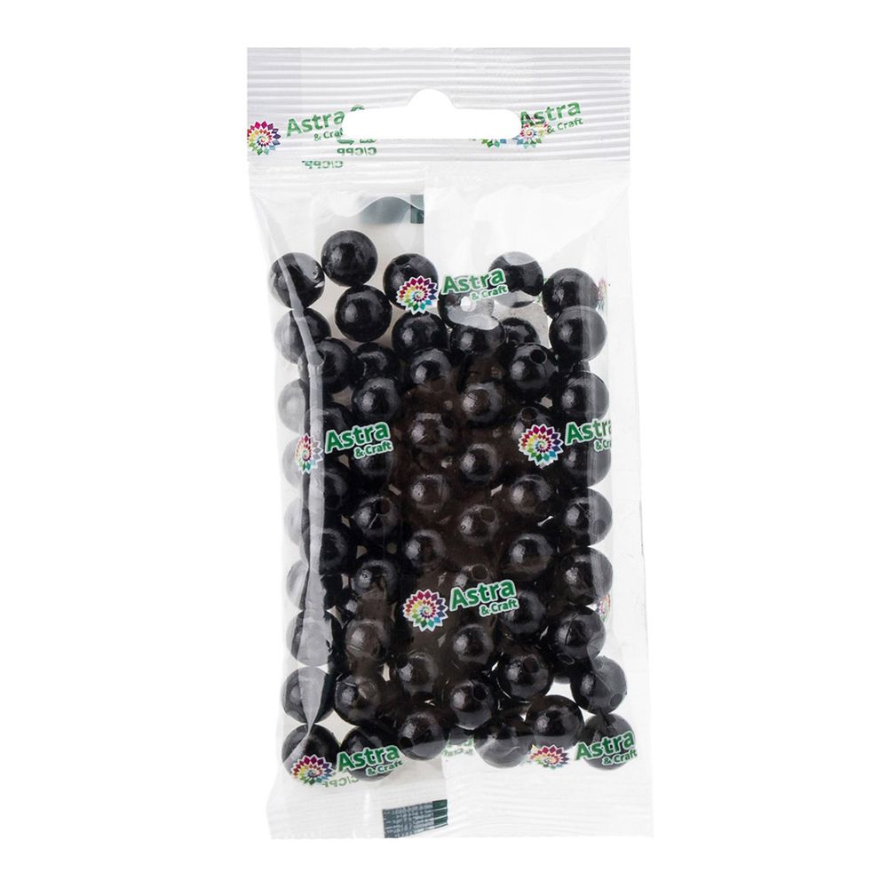 Бусины пластик ⌀10 мм, 50 г, микс цвета, круглые, Astra&Craft (619 черный), 1AL121-3
