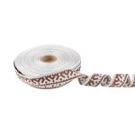 Лента (тесьма) жаккардовая 24.0 мм / 25 метров, Орнамент для северных народов, рис 9674 белый/коричневый, Gamma С3772