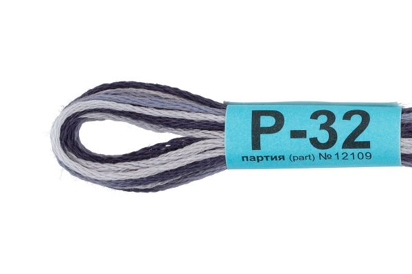 Мулине Gamma меланж, цв.Р-32 т.серый-св.серый, 12 мотков по 8 метров