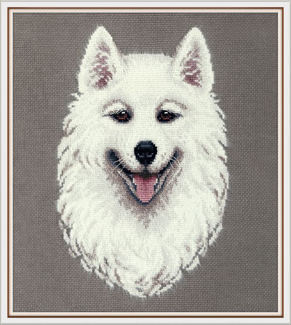 Набор для вышивания нитками Panna J-7305, Самоед, 18.5х24.5 см