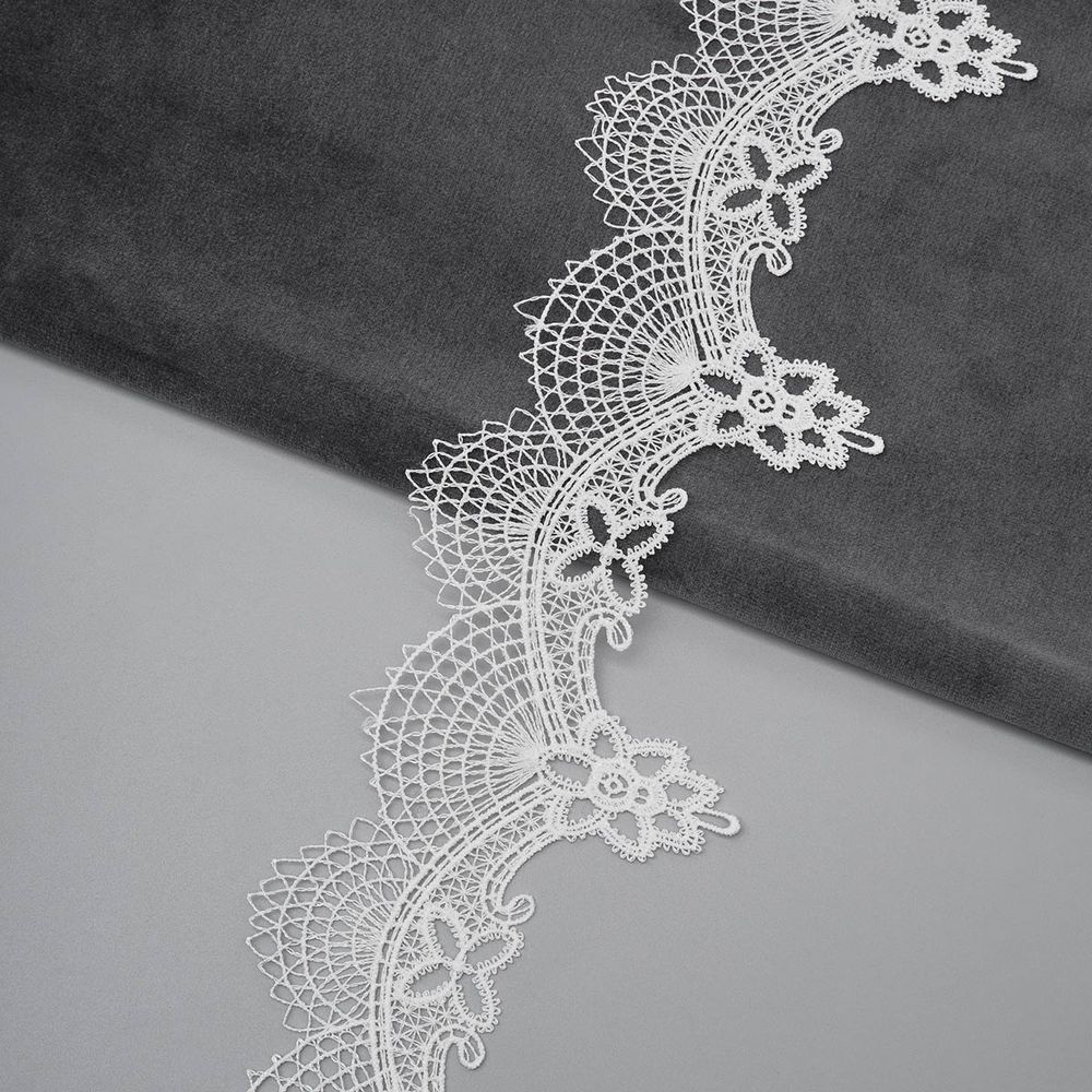 Кружево гипюр (плетёное) 70 мм, / 13.72 метра, белый