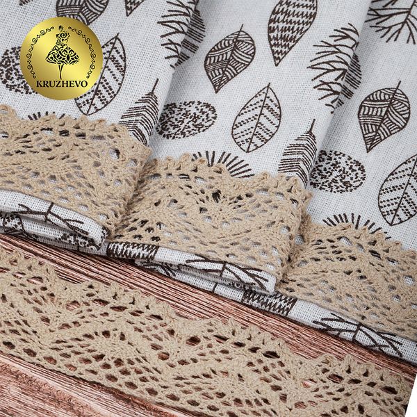 Кружево вязаное (тесьма) 45 мм / 10 метров, диз. 300, цв.36 св.бежевый, Kruzhevo