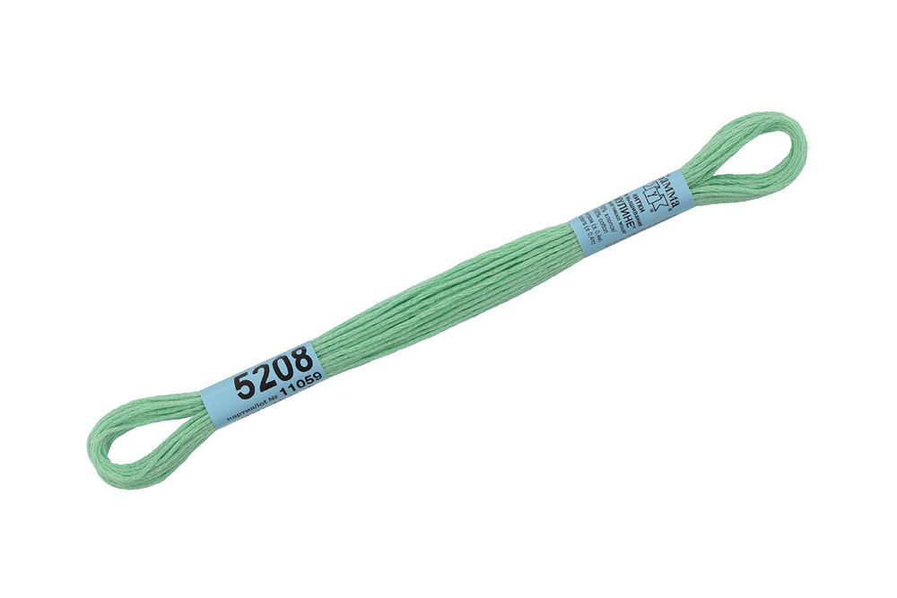 Мулине Gamma 100% хлопок, цв.5208 мятный, 24 мотка по 8 метров