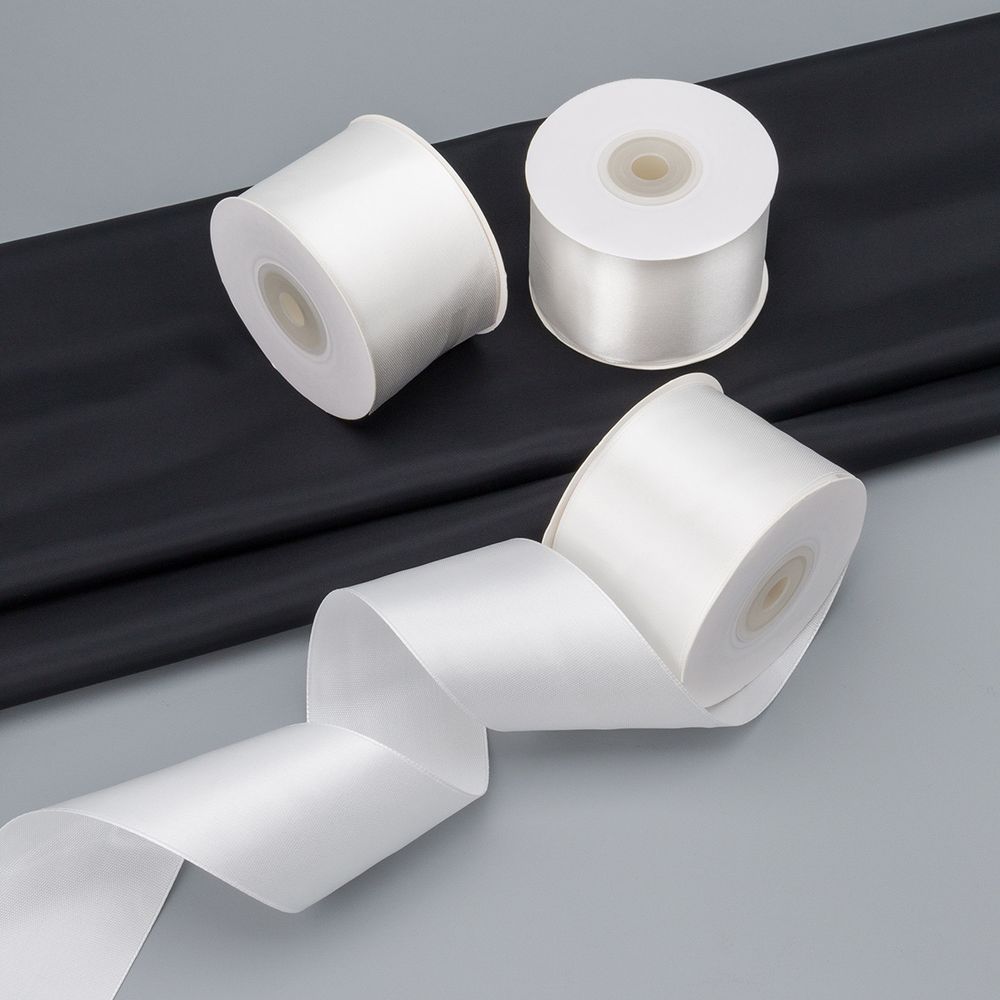 Лента атласная 50.0 мм / 3 шт по 22.86 метра, белый