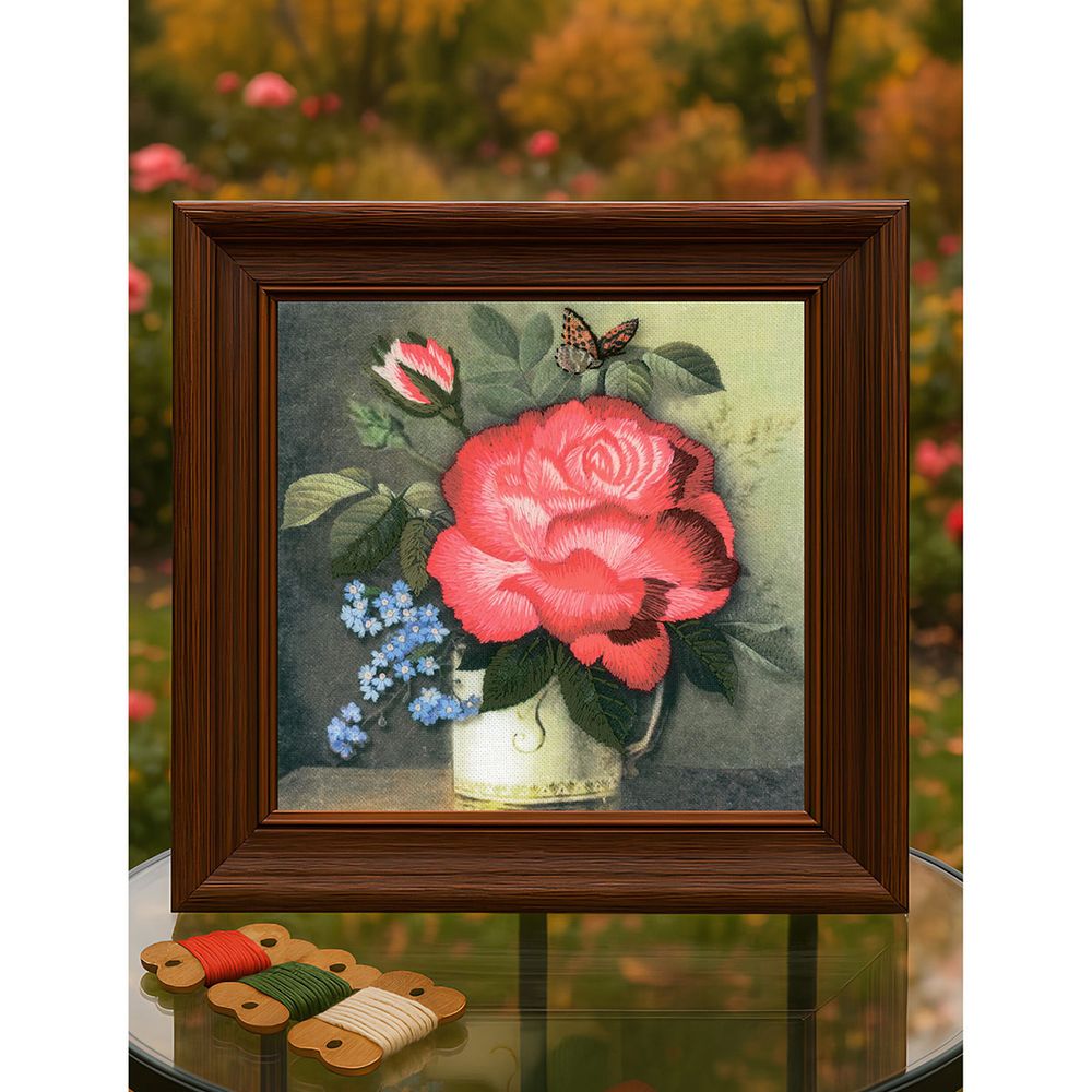 Набор для вышивания нитками Риолис, Роза пышная 20х20см