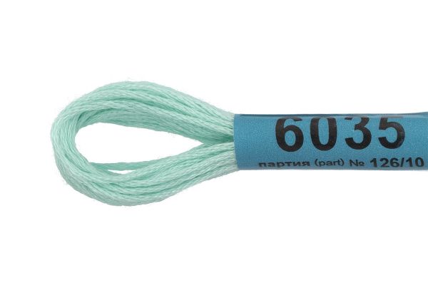 Мулине Gamma 100% хлопок, цв.6035 св.бирюзовый, 24 мотка по 8 метров