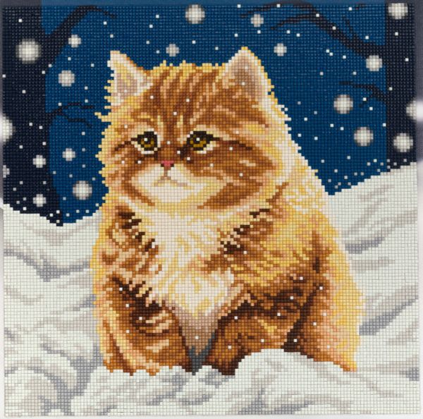 Алмазная (кристальная) мозаика Фрея ALPD-199, на подрамнике Пушистый котенок, 30х30 см