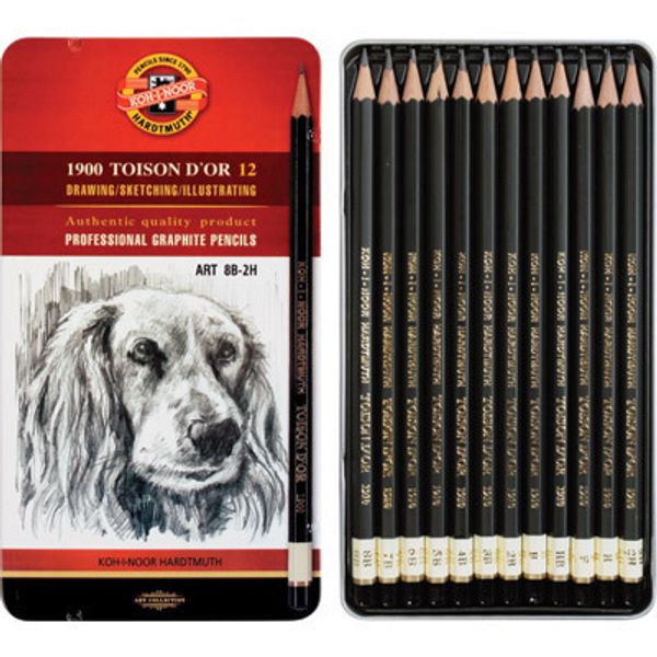 Набор чернографитных карандашей KOH-I-NOOR Toison dor 12 шт, ассорти 2Н-8В 1912012001PLRU