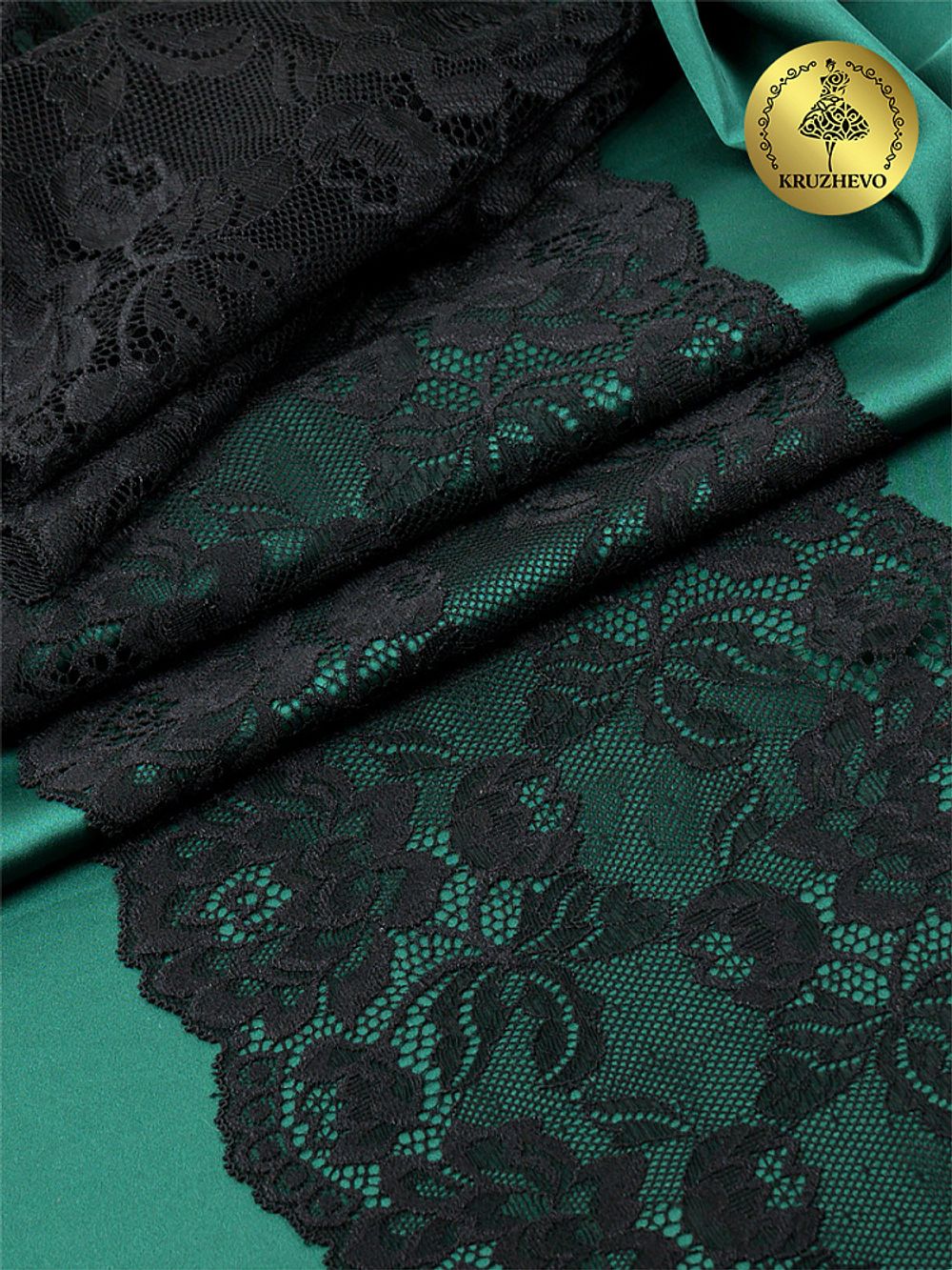 Кружево бельевое эластичное 180 мм / 3 м, TBY.L838, цв.03 черный, Kruzhevo