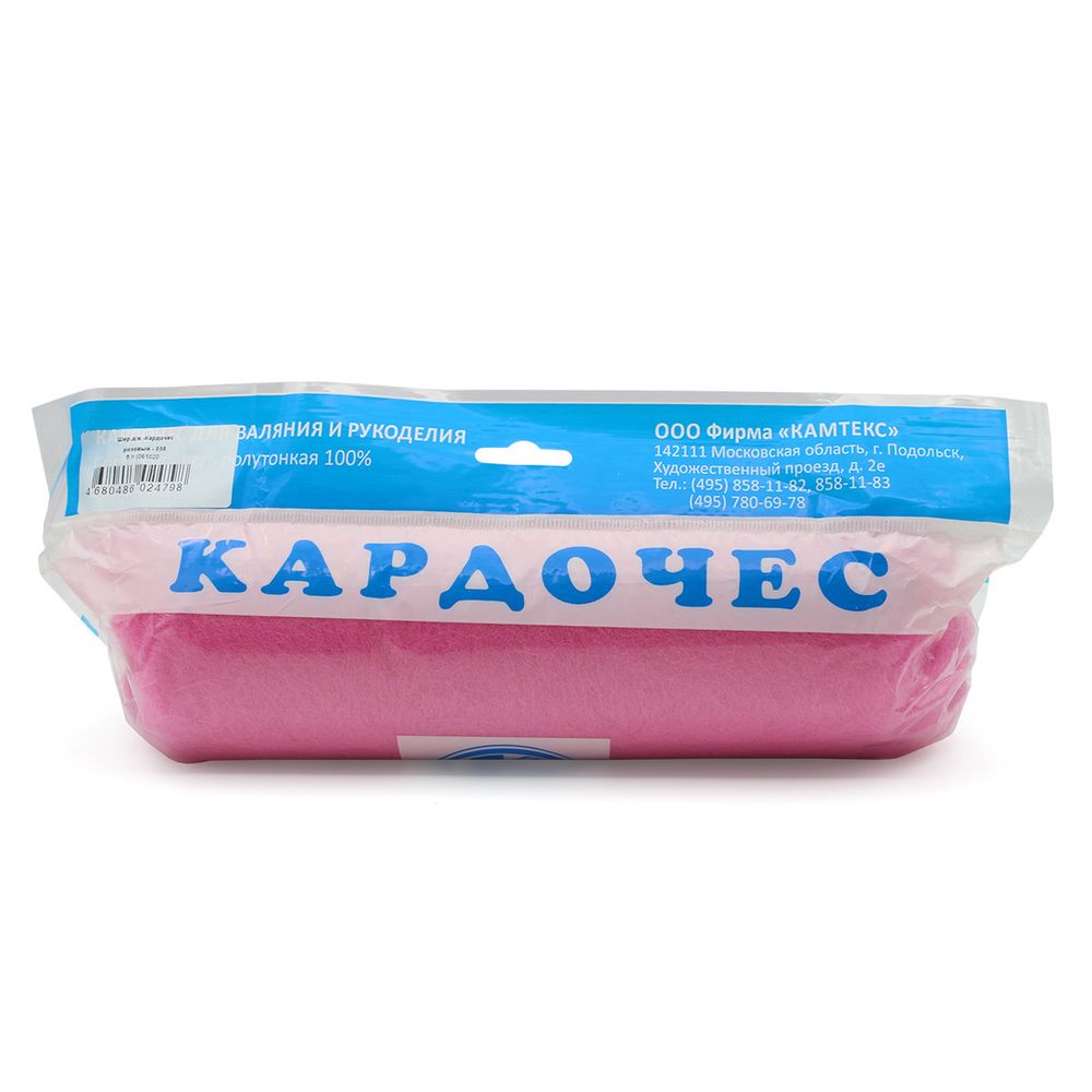Шерсть для валяния Камтекс Кардочес п/тонкая 1х100 г (27-29 мкр), 056 розовый, 558467-13