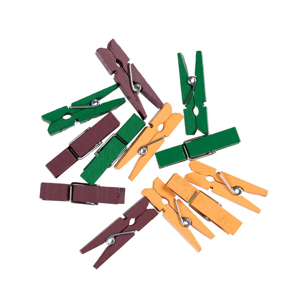 Прищепки декоративные 3.5 см, 60 шт, 07 Осень (зеленый, оранжевый, коричневый), Mr.Painter DKN-05