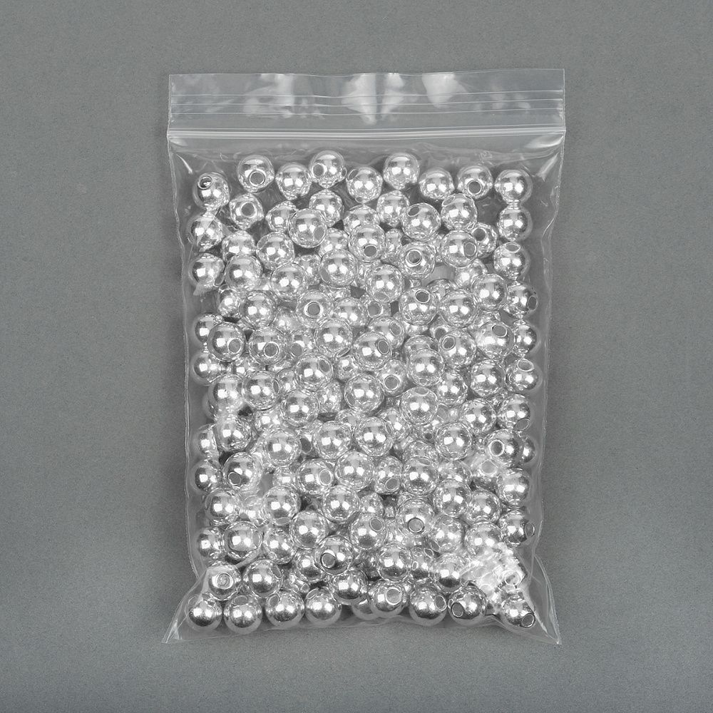 Бусины пластик ⌀6 мм, 500 г, цв.серебро, Magic4Hobby