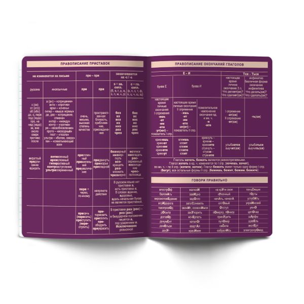 Тетрадь со справочным материалом Лёгким почерком, софт-тач ламинация, A5 48 л. на скобе 65 г/м², белизна 100% 10 шт линия, 01846 Лёгким почерком Русский язык, Светоч Т285