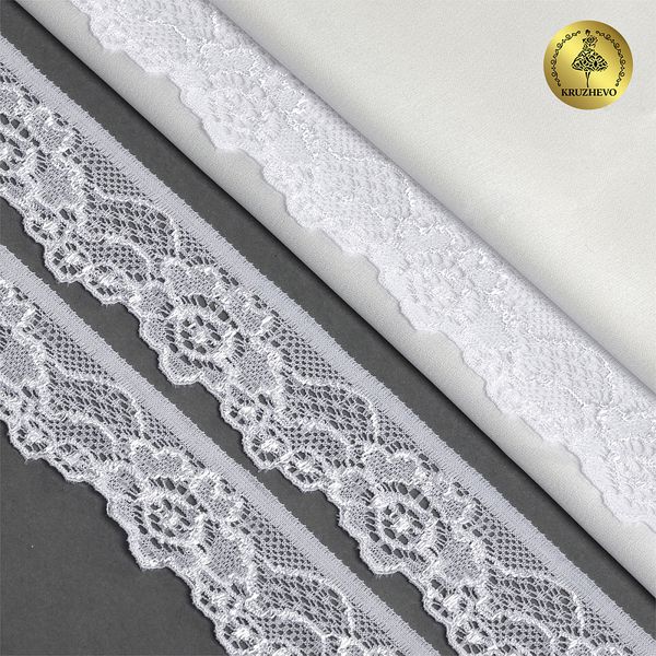Кружево эластичное (стрейч) 30 мм, TBY.L839, 01 белый, 500м, Kruzhevo
