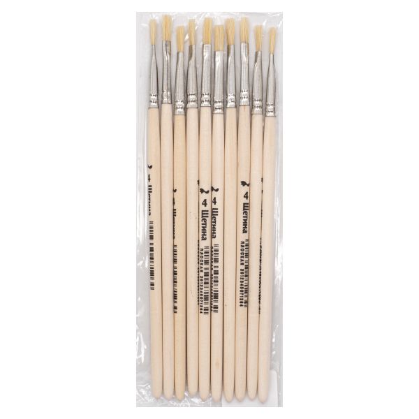 Кисть щетина школьная плоская №4,10 шт