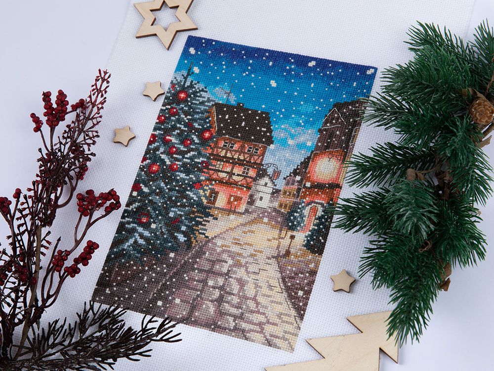 Набор для вышивания нитками Panna, Новогодняя улочка, 21х14 см