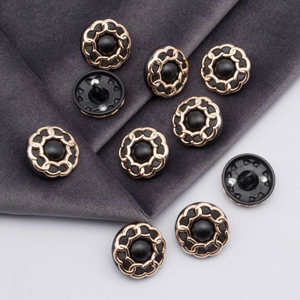 Пуговицы на ножке 28L=18 мм, металл, GD.Black (золото-черный), 10 шт, MP13