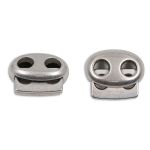 Фиксатор (зажим) для шнура металл плоский, 2 отв., 18х15 мм, (in ⌀4.5 мм), мет. цв.серебро, 10 шт