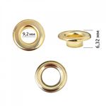 Люверсы металл ⌀9.2 мм (внутр.), h6.32 мм, №24, сталь, золото, 100 шт, New Star