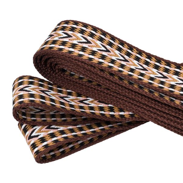 Стропа (ременная лента) 38 мм / 3 метра, [41.33 г/пог.м], с принтом, T043 бежевый/черный/белый, 3Al362