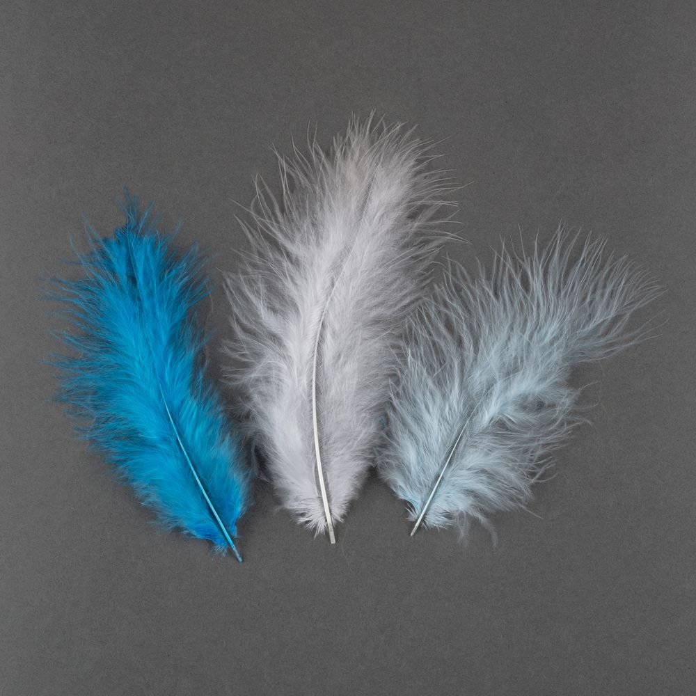 Перья декоративные 12-15 см, 5х24±2 шт, 25 белый/голубой/синий, Mr.Painter PLU-02