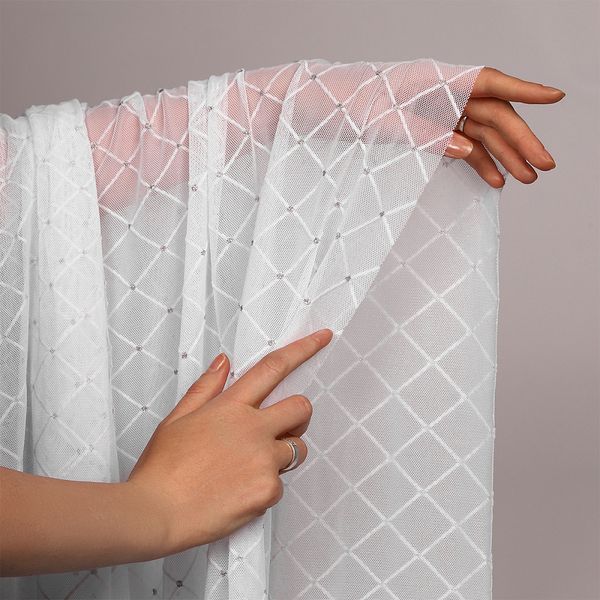 Сетка бельевая эластичная 85 г/м², шир.150 см / 1 метр, с флоком TBY.SZ030218, цв.белый /SZ030218.21/1/