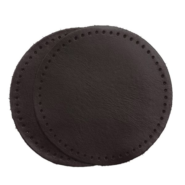 Заплатки пришивные из кожи, круг ⌀8см с перфорацией, 2 шт, 100% кожа, 03 темно-коричневый, 9121