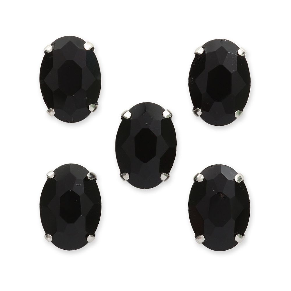 Хрустальные стразы в цапах овальной формы, черный 10х14 мм, 5 шт., ОЦ012НН1014