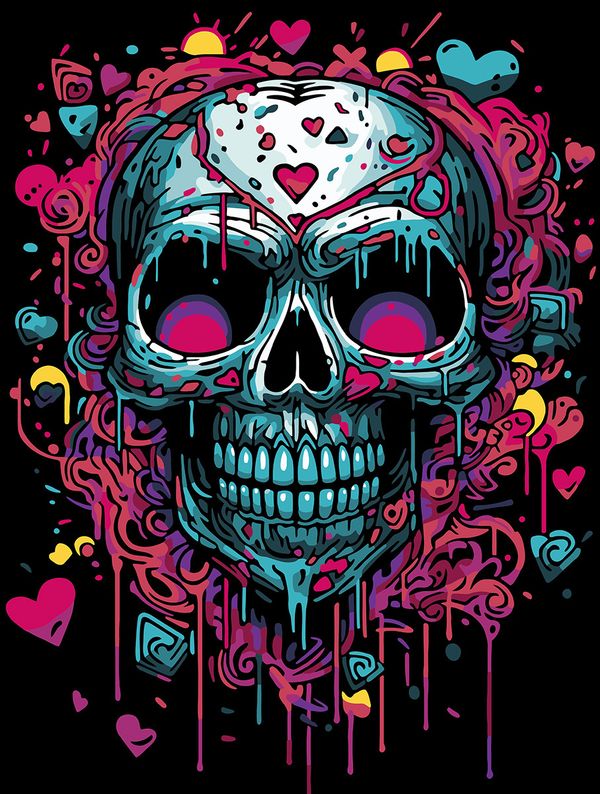 Картина по номерам Фрея PNB/PMC-277, Череп. Поп-арт, (цветной холст) 40х30 см