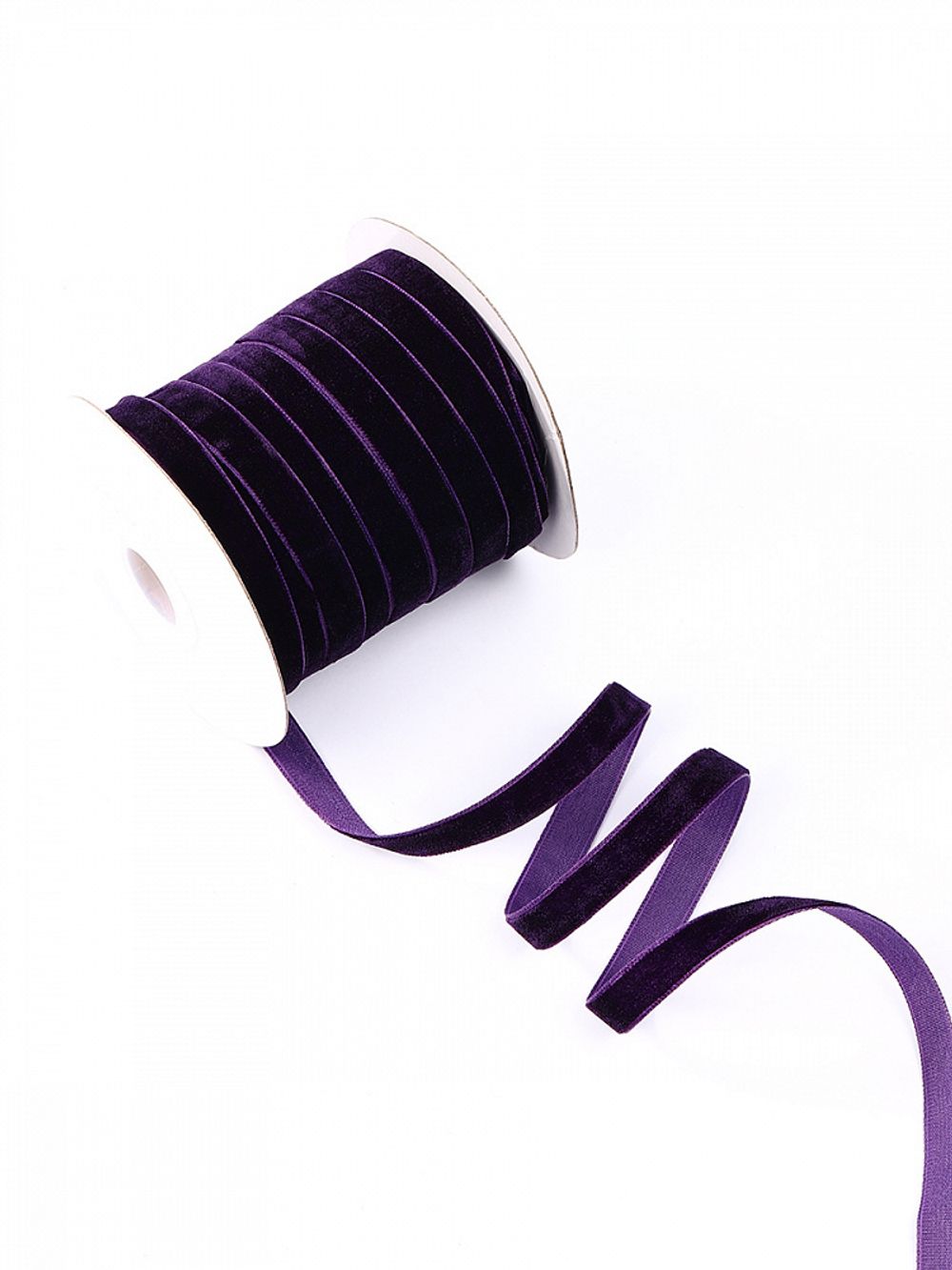 Лента бархатная (тесьма) 10.0 мм / 22.86±1 метров, арт.10VR59 нейлон цв.т.фиолетовый