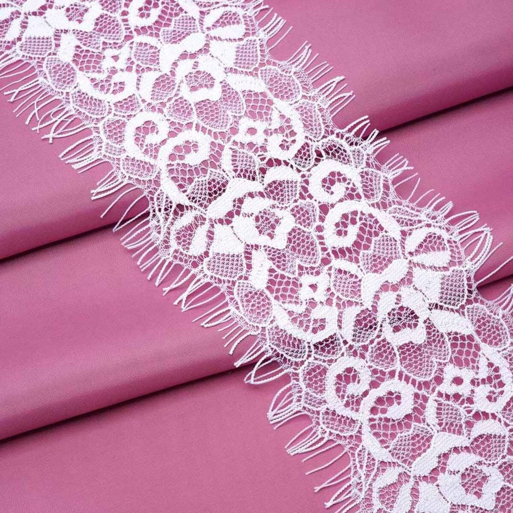 Кружево шантильи (реснички) на сетке 85 мм, белый, 15 м